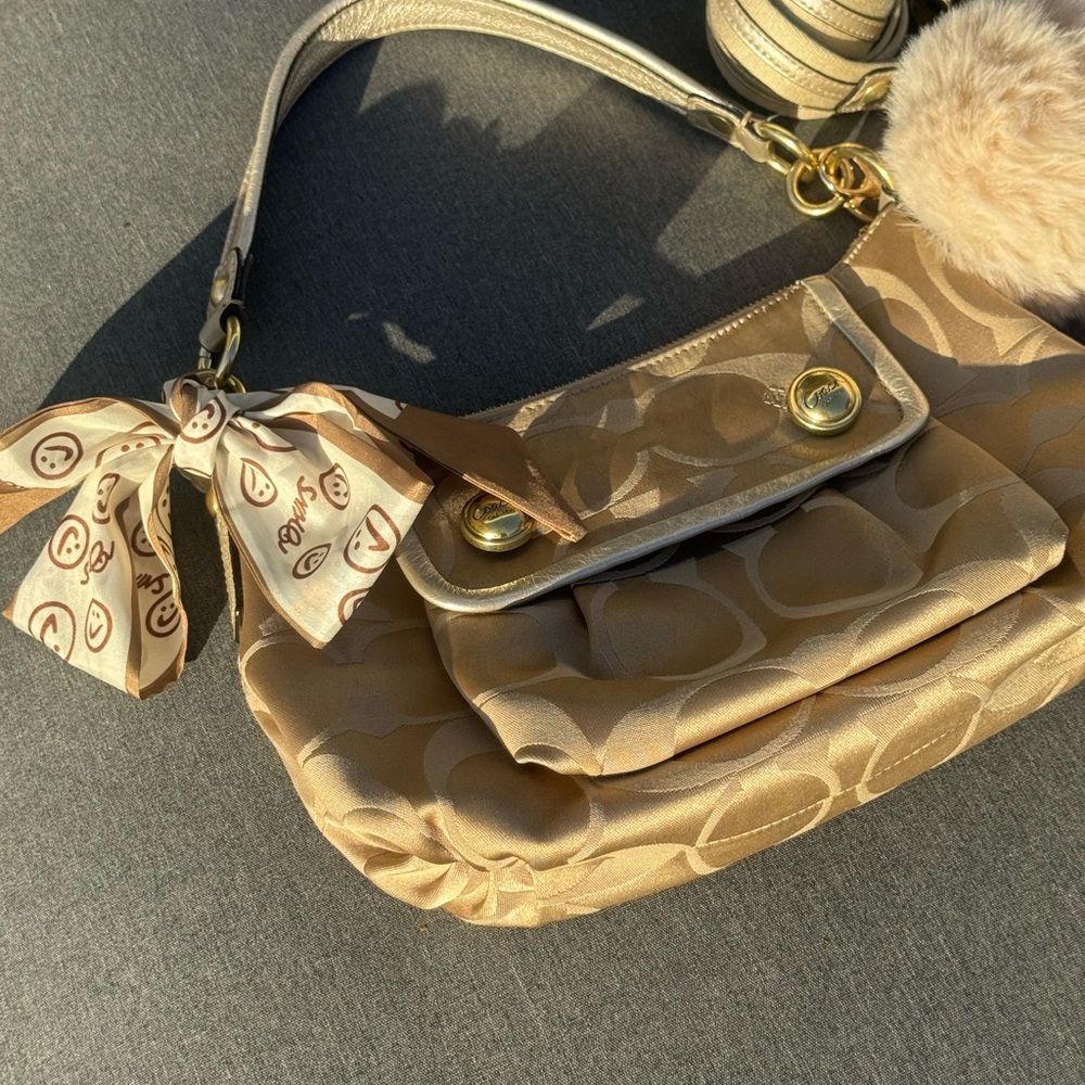 Coach Mini Shoulder Bag – Gold Signature Jacquard